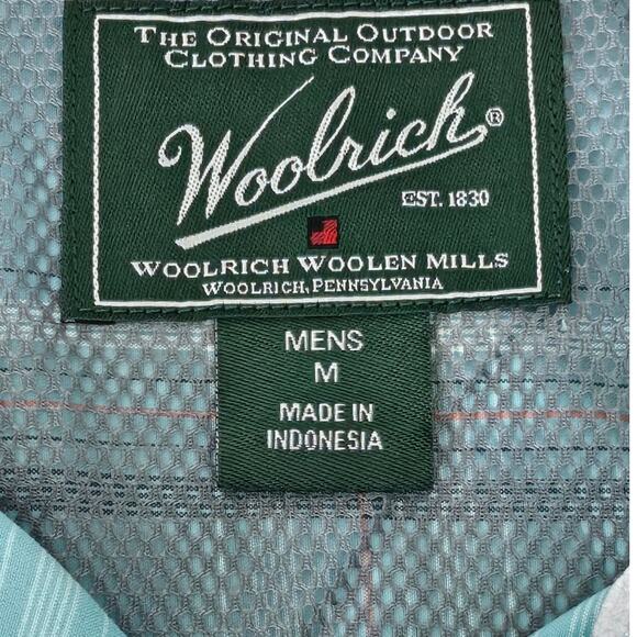 WOOLRICH MEN’S MEDIUM LIGHT BLUE PLAID BUTTON-UP LONG SLEEVE SHIRT CASUAL - Picture 6 of 10